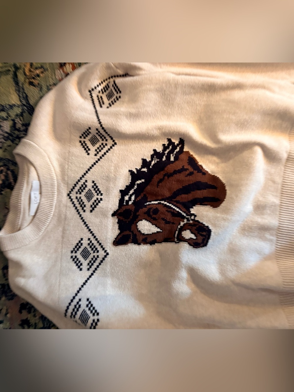 LOFT Novelty Western Horse Crewneck Sweater - Picture 4 of 6